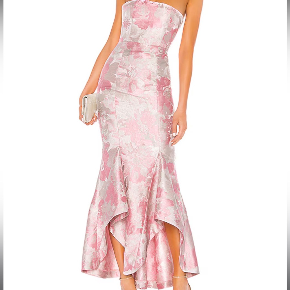 Lovers + Friends Pink and Silver Strapless Dress